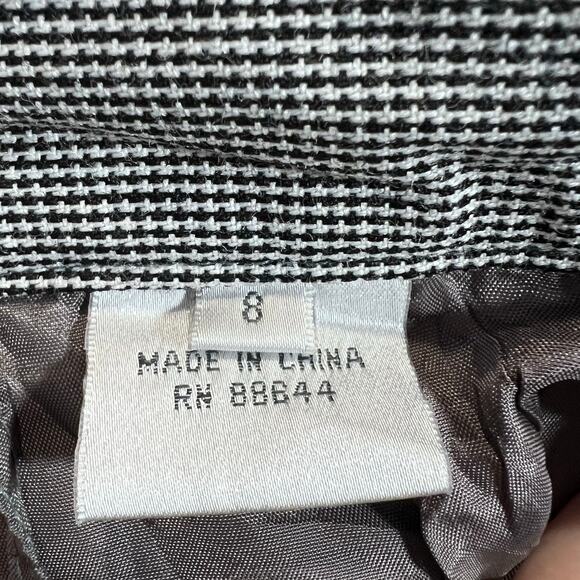 Vintage Houndstooth Size 8 Pleated Skirt Knee Length Professional Career Midi - Picture 5 of 9